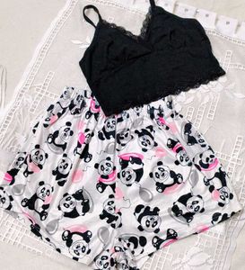 Cute Panda Pajama Shorts Set