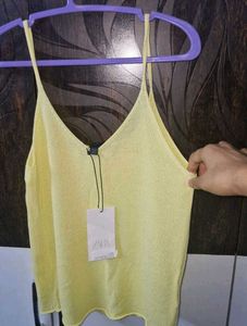 ZARA Yellow Spaghetti Strap Top