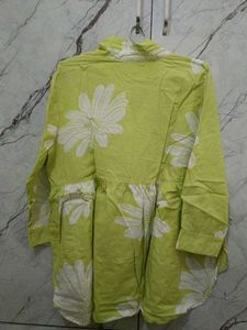 Lime Green Floral Button-Up Tunic