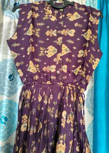 Designer Printed Purple western dress