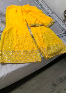 Yellow Embroidered pallazo with Duppatta n