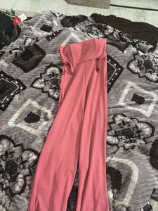 Pink Strapless Jumpsuit