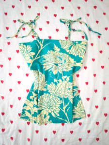 Teal Floral Strappy corset kurti 🫶🏻