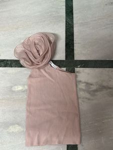UNIQUE ZARA One-Shoulder Top with Rose Detail