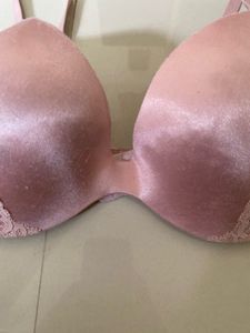 Soft Pink Lace Trim Padded Bra