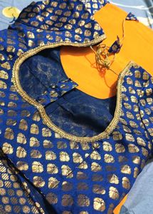 Women Yellowish Saree With Designer Blouse