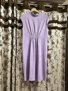 Lavender Mock Neck Midi Dress