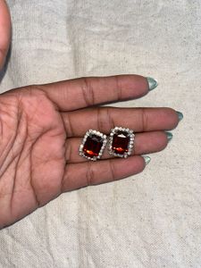 Red Gemstone Stud Earrings