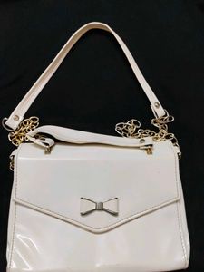 Elegant White Bow Shoulder Bag