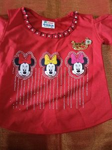 Sparkling Minnie Mouse Red T-Shirt and pant set