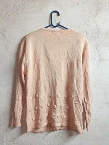 Ladies Fashion Peach Button-Down Cardigan