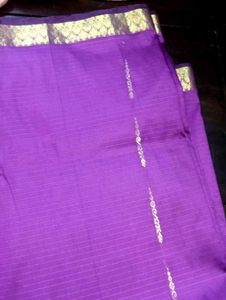 Elegant Purple Saree with blouse in Golden Border
