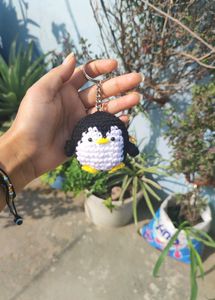 Crocheted Penguin Keychain