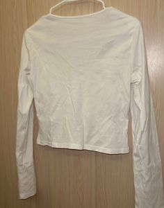 White Long Sleeve Lace Trim Tie-Front Top