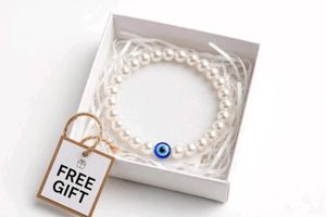 Pearl Bracelet with Evil Eye Charm
