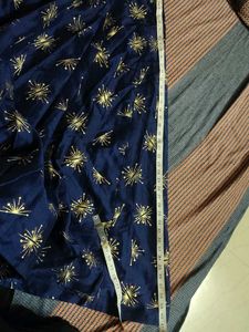 Navy Blue Skirt with Golden Starburst Print