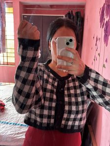 Korean Style Black And White Wool Top