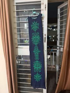 Navy Blue & Green Maxi Dress