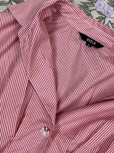 Chic Striped Button-Up off-shoulder Blouse