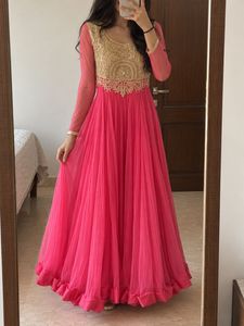 Stunning Pink & Gold Anarkali Gown