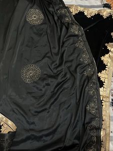 Elegant Black Velvet Dupatta with Gold Embroidery