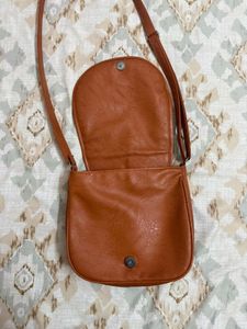 Brown Faux Leather Crossbody Bag