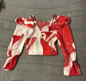 Red & White Printed Blouse