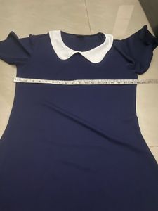 Navy Blue Dress with White Collar