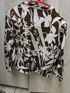 Stylish Brown &amp; White Floral Print Blouse