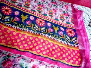 Vibrant Floral Print Saree