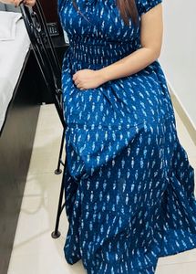 Stylish Blue Printed Maxi Dress