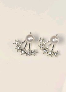 Star & Pearl Ear Climber Earrings