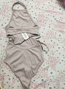 FOREVER21 Trendy Ribbed Halter Bodysuit