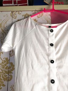 White Ribbed Top For Women