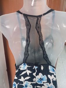 Floral Print Nightgown with Lace Trim