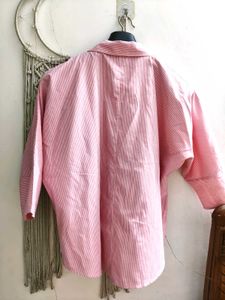 Embroidered Pink Striped Shirt L