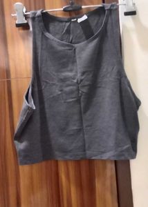 Grey Sleeveless Cropped Top