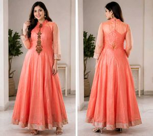 Elegant Peach Anarkali Gown perfect for SIZE M/L