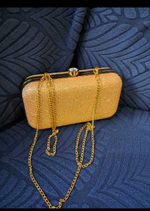 Sparkling Gold Clutch with Chain