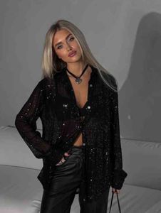 Sparkly Black Button-Up Shirt