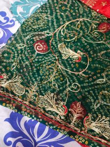 Elegant Green Bandhani saree