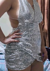 Sparkling Silver Sequin Dress