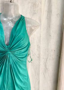 Teal Ruched Halter Neck Top