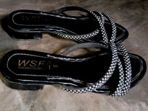 Sparkling Embellished Black Sandals