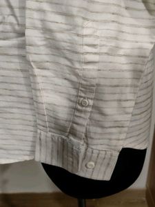 Striped Band Collar Shirt