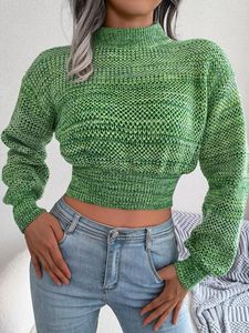 savana  Green Knit Cropped Sweater