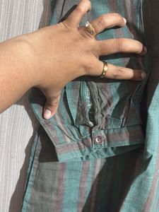 Striped Button-Down Shirt Dress