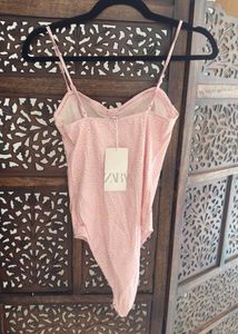 Zara New Floral Corset Satin Bodysuit Top From NYC