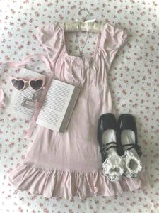 y2k Pastel Pink Cottagecore Dress