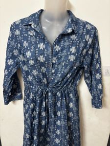 Blue Printed Shirt Dress